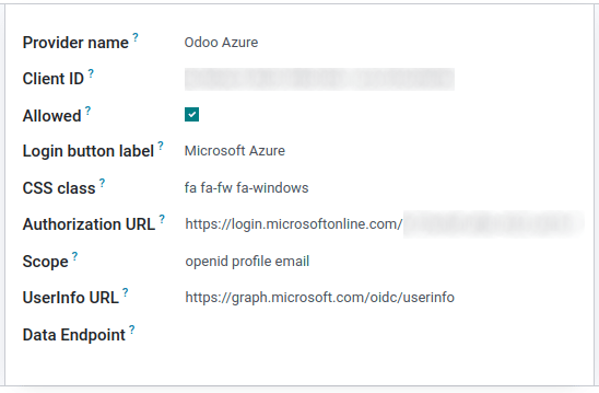 Cobuild provider setup in the Settings application.