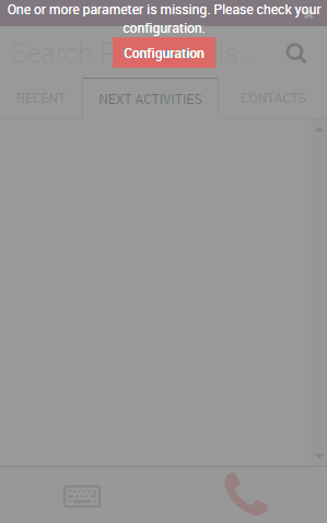 Missing parameter message in the Cobuild VoIP widget.