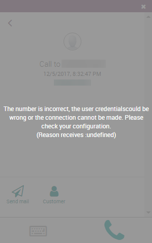 Incorrect number message populated in the Cobuild VoIP widget.