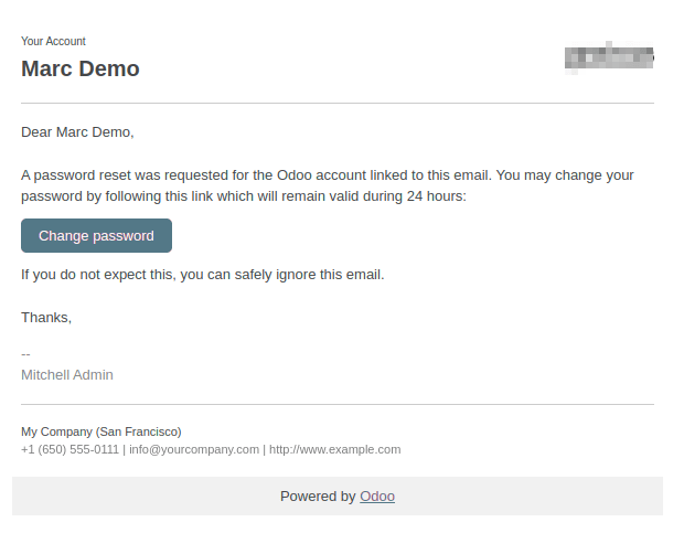 Example of an email with a password reset link for a Cobuild account.