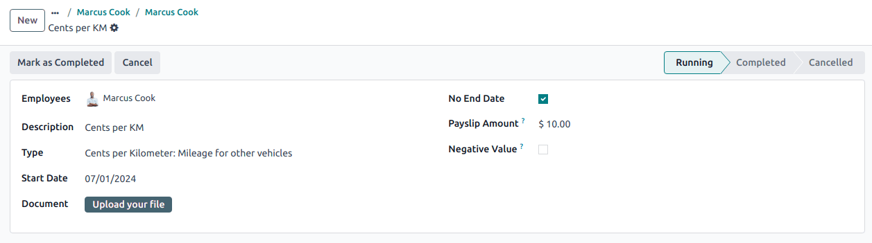 Example of a running contract.