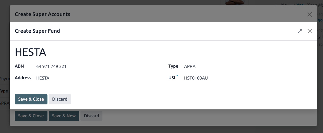 Configuring a super fund for the Australian payroll localization.