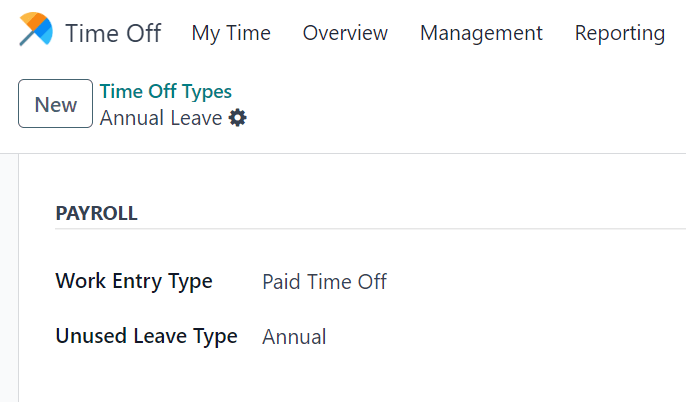 Configuring time off types.