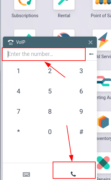 Connecting to a conference extension using the Cobuild VoIP widget.