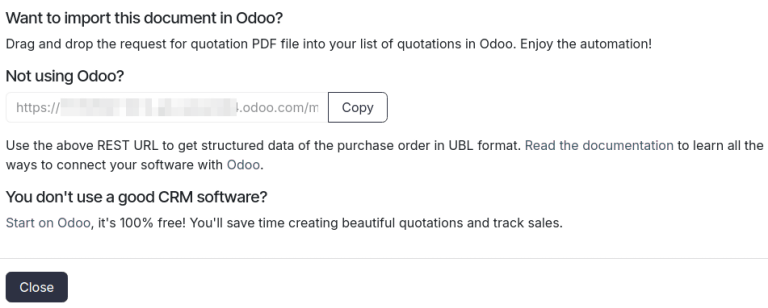 Pop-up to copy link.