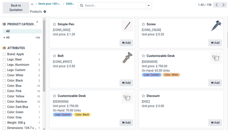 The product catalog displays all products as cards.