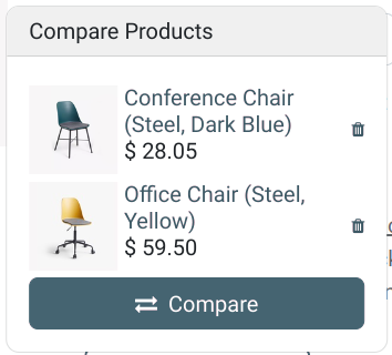 Product comparison window