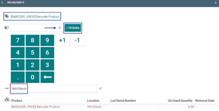 Product line editor for individual transfer in Barcode app.