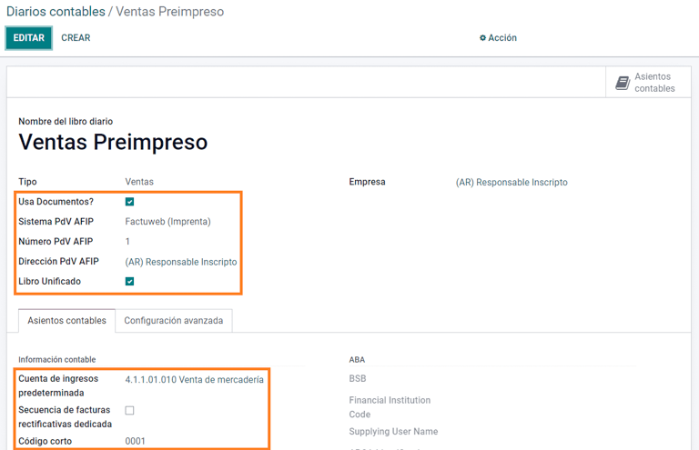 A AFIP POS System field which is available on Sales journals in Cobuild.