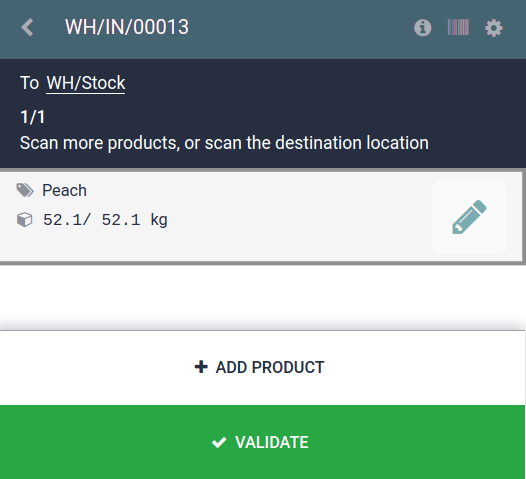 Scan barcode screen for a reception operation in the Barcode app.