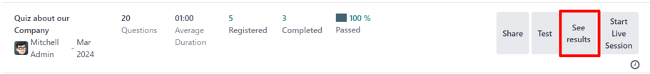 The 'See Results' button present on the main dashboard of the Cobuild Surveys application.