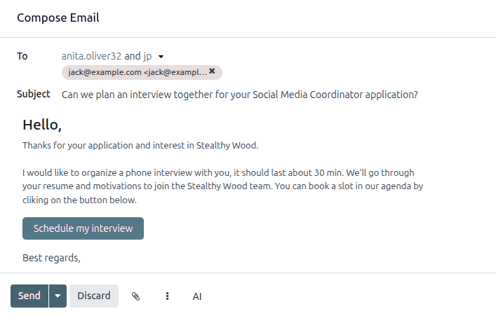 Send a custom survey, also referred to as an interview form, to an applicant using a preconfigured template.