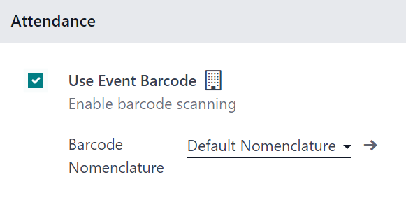 The Attendance section in the Cobuild Events Settings page in the Cobuild Events application.
