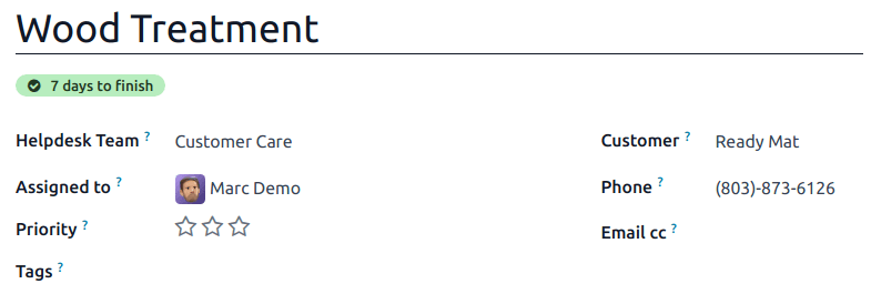 View of a ticket's form emphasizing a satisfied SLA in Cobuild Helpdesk.
