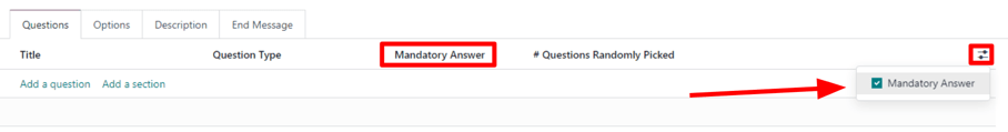 The slider drop-down menu showing the Mandatory Answer option in Cobuild Surveys.