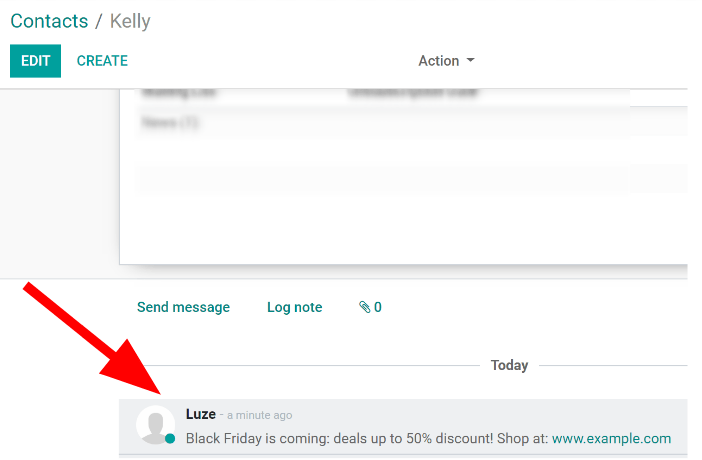View of what the chatter looks like in the Cobuild Contacts app.