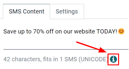 SMS price check icon.