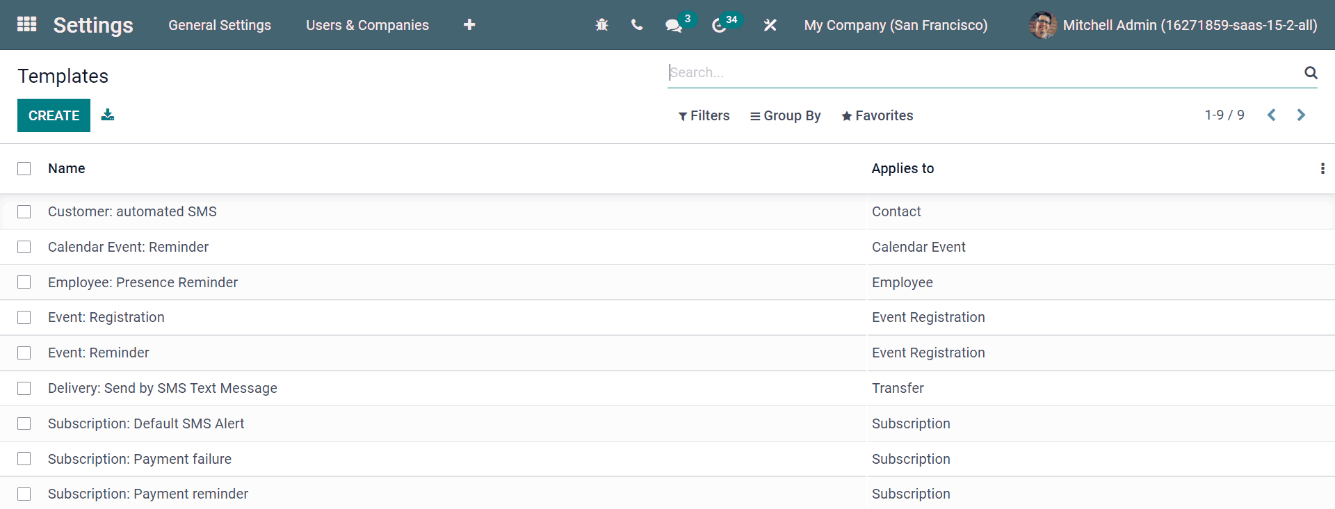 The SMS Templates page in Cobuild is available after enabling developer mode in the General Settings