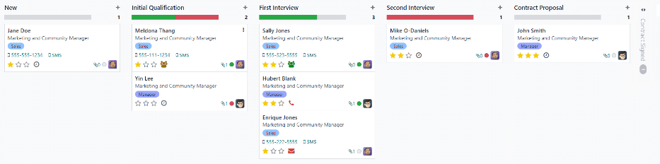 Expand a folded column by clicking on it in the Kanban view.