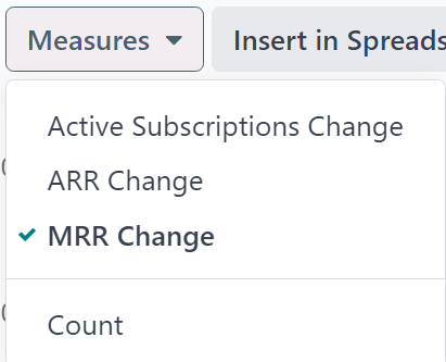 The default appearance of the MRR Breakdown reporting page in Cobuild Subscriptions.