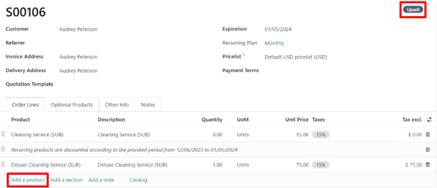 Adding products to your subscription via the upsell option in Cobuild Subscriptions