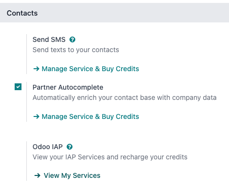 The Settings app showing the Cobuild IAP heading and View My Services button.