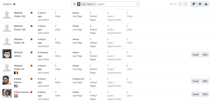 View of the Visitors page in the Cobuild Social Marketing application.