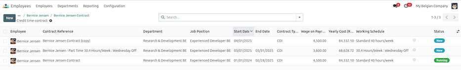 Working Schedule Change New Contracts.